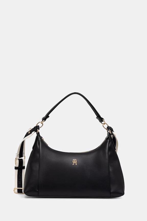 Tommy Hilfiger geantă de portbagaj pentru femei, cu imitație de piele negru AW0AW18373