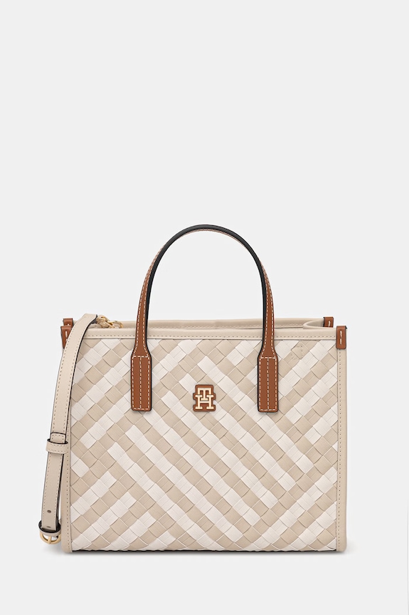 Tommy Hilfiger kabelka dámska z imitácie kože béžová AW0AW18393