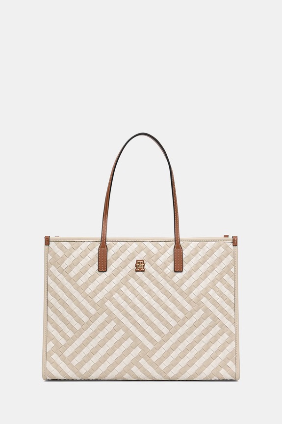 Tommy Hilfiger torebka tote damska z imitacji skóry beżowy AW0AW18394