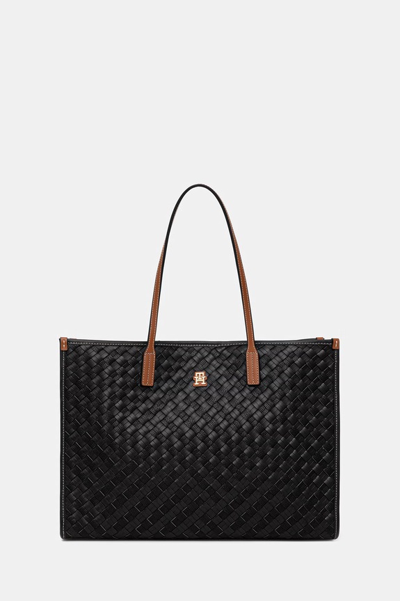 Tommy Hilfiger kabelka typu tote dámska z imitácie kože čierna AW0AW18394