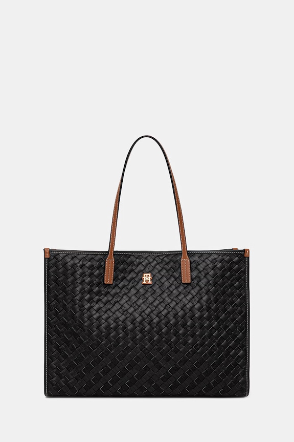 Tommy Hilfiger kabelka typu tote dámska z imitácie kože čierna AW0AW18394