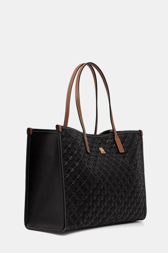 Tommy Hilfiger kabelka typu tote dámska z imitácie kože AW0AW18394 čierna SS26