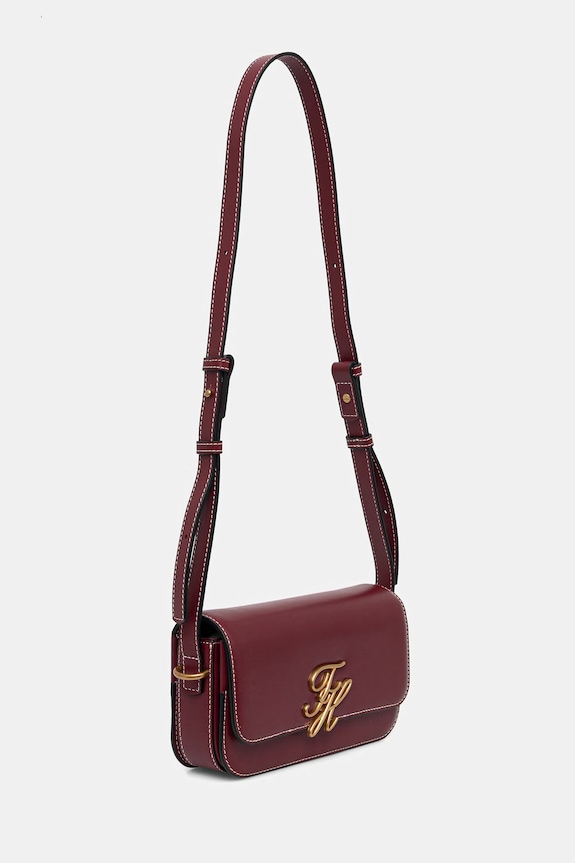 Tommy Hilfiger listonoszka damska skórzana AW0AW18399 bordowy SS26