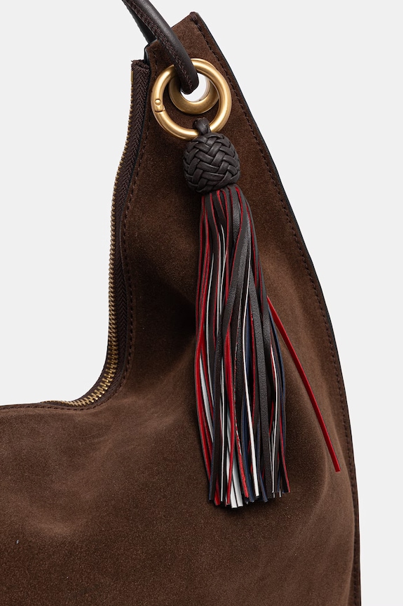 Kiegészítők Tommy Hilfiger shopper női velúrbőr AW0AW18403 barna