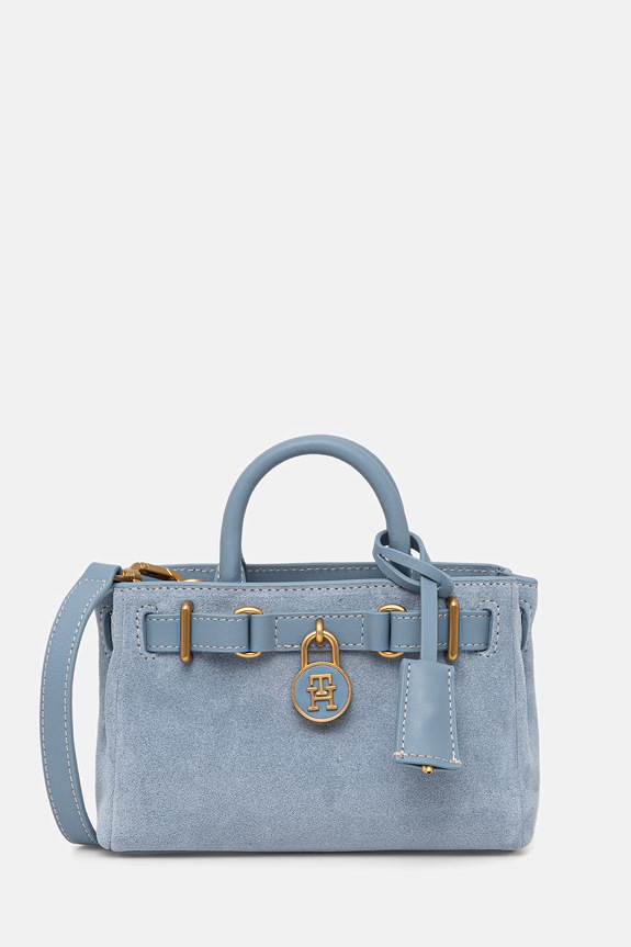 Tommy Hilfiger Borsa a tracollo da donna in pelle blu AW0AW18853