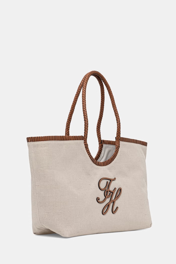 Tommy Hilfiger kabelka typu shopper dámska ľanová SUMMER AW0AW18629 béžová SS26