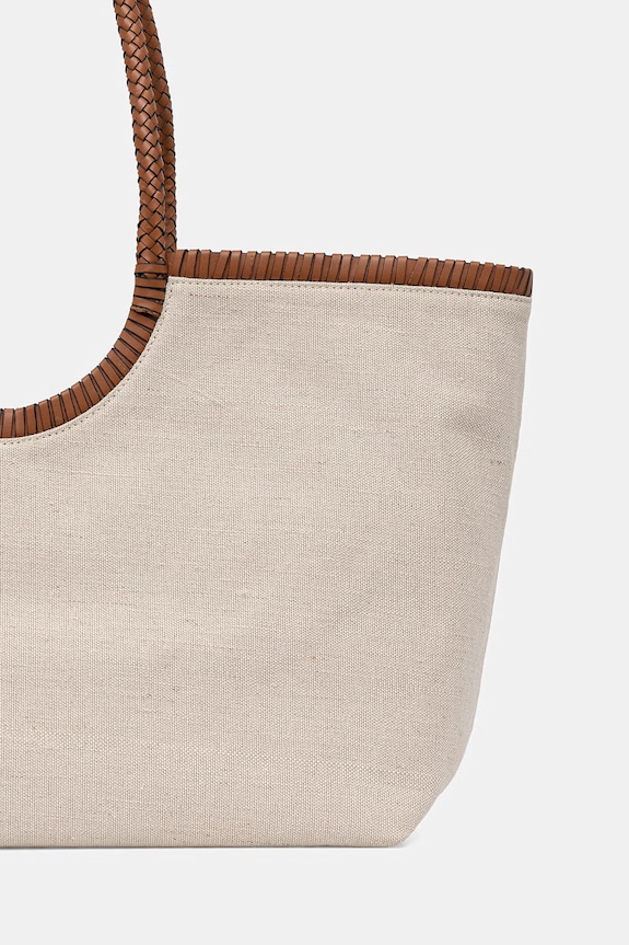 Doplnky Tommy Hilfiger kabelka typu shopper dámska ľanová SUMMER AW0AW18629 béžová
