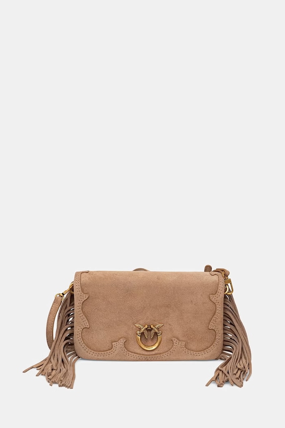 Pinko Crossbody torbica ženska usnjena bež 106023.A39A