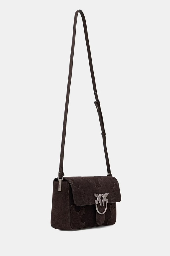 Accesorii Pinko geantă crossbody pentru femei, din piele întoarsă 106243.A0F6 maro