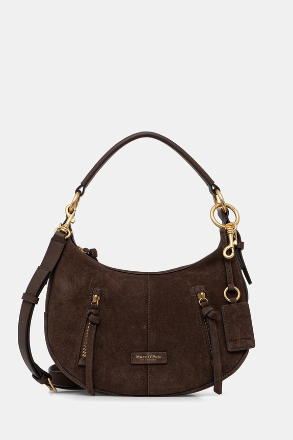 Marc O'Polo geantă crossbody pentru femei, din piele întoarsă maro 5000010926