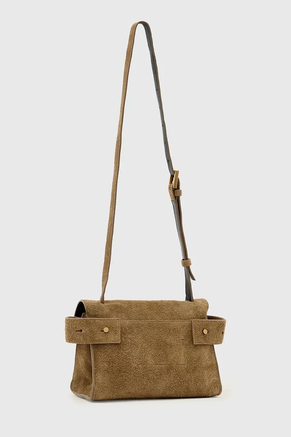 AllSaints torebka zamszowa URSA W099XE brązowy SS26