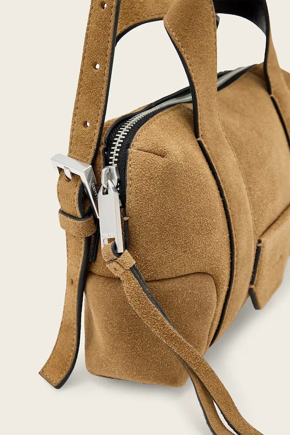 Τσάντα σουέτ AllSaints ARES καφέ W107XE