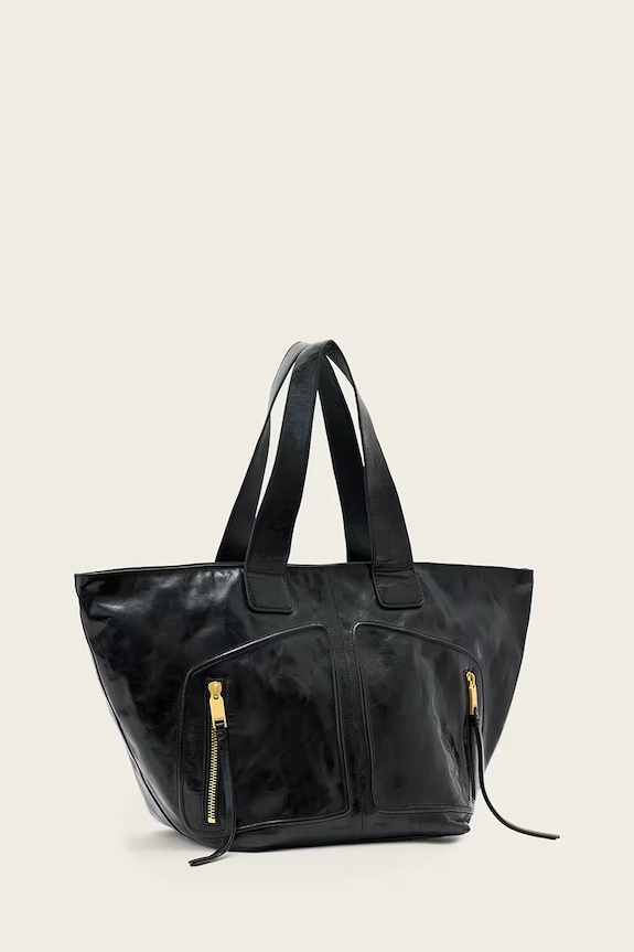 Accesorii AllSaints tote bag pentru femei, din piele JEAN W130XE negru