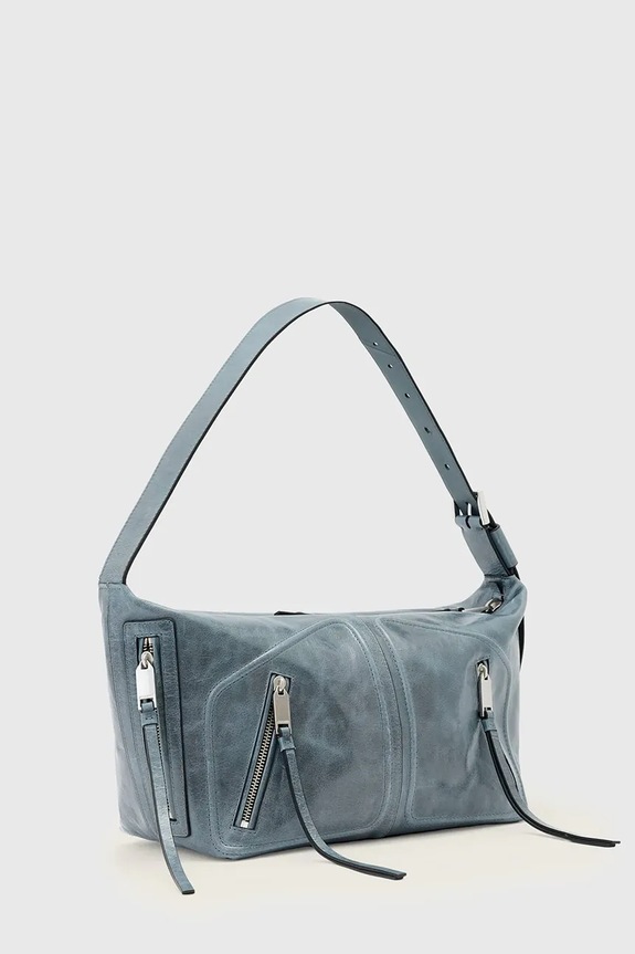 Аксесуари AllSaints сумочка жіноча шкіряна JEAN W131XE блакитний