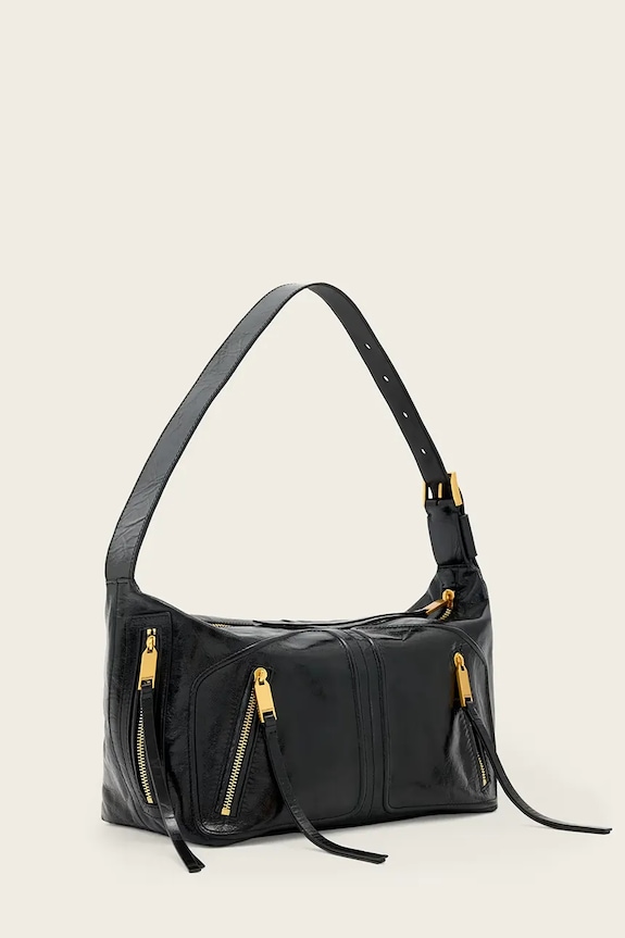 Accesorii AllSaints geantă de damă de piele JEAN W131XE negru