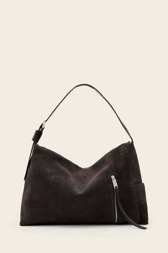 Велурена чанта AllSaints ALBA велур кафяв W167XE