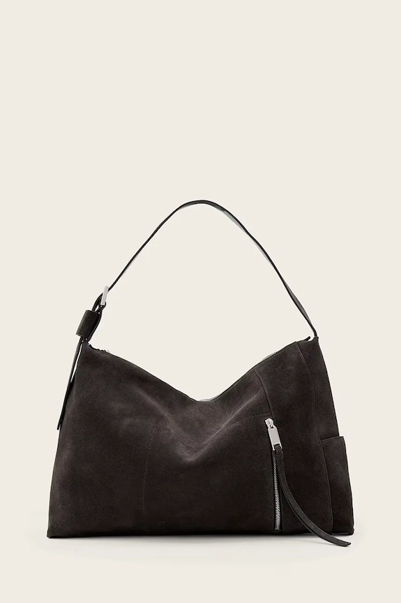 Велурена чанта AllSaints ALBA велур кафяв W167XE