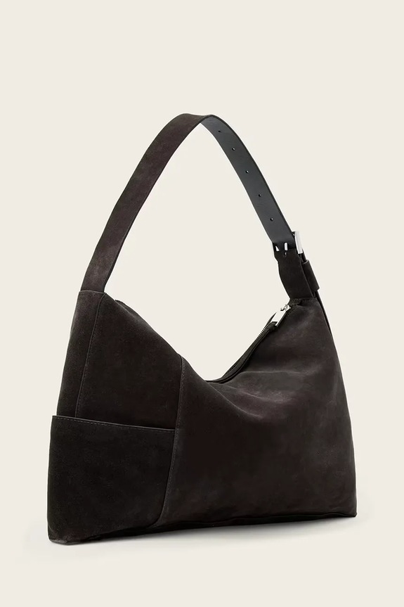 Велурена чанта AllSaints ALBA W167XE кафяв SS26
