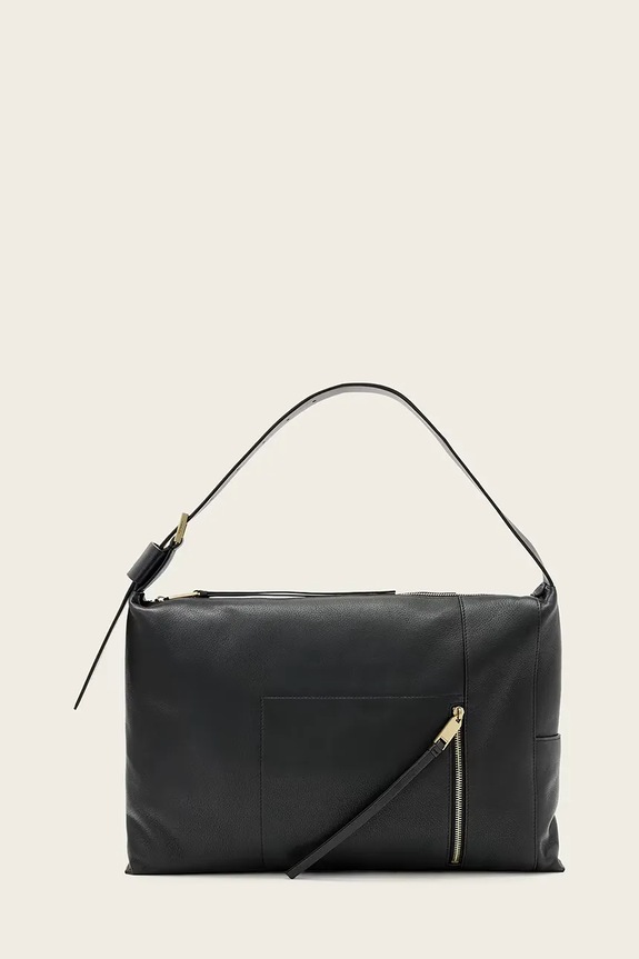 Шкіряна сумочка AllSaints ALBA лицьова шкіра чорний W266XE
