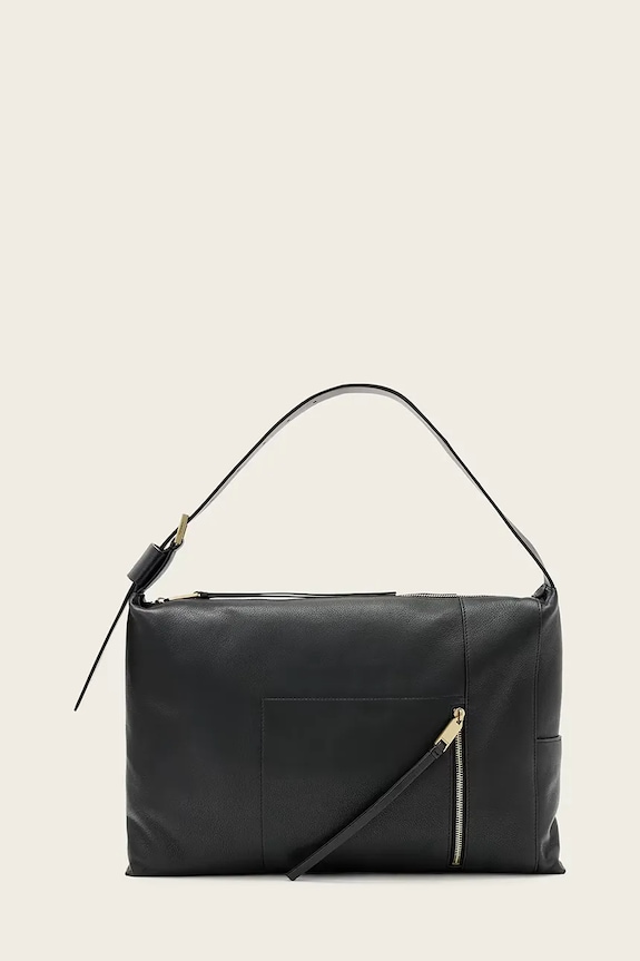 Шкіряна сумочка AllSaints ALBA лицьова шкіра чорний W266XE