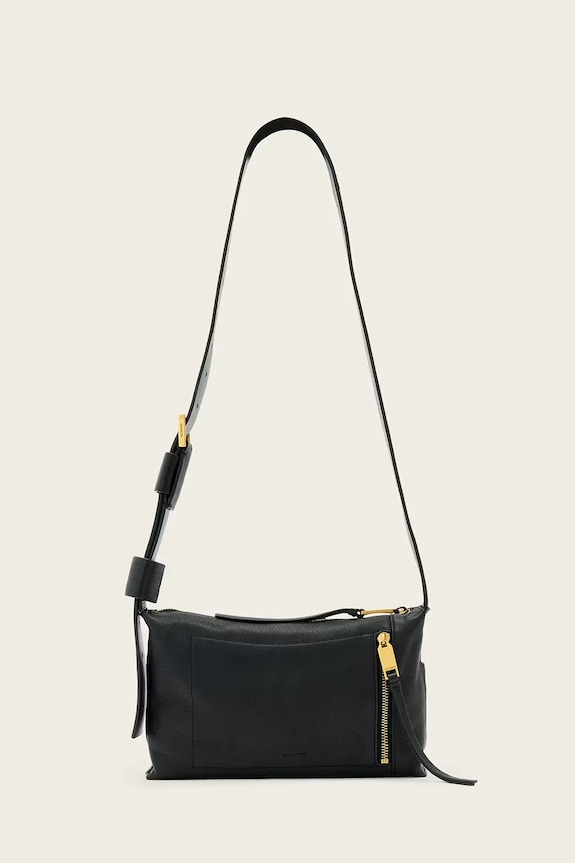 AllSaints torebka zamszowa ALBA skóra zamszowa czarny W267XE