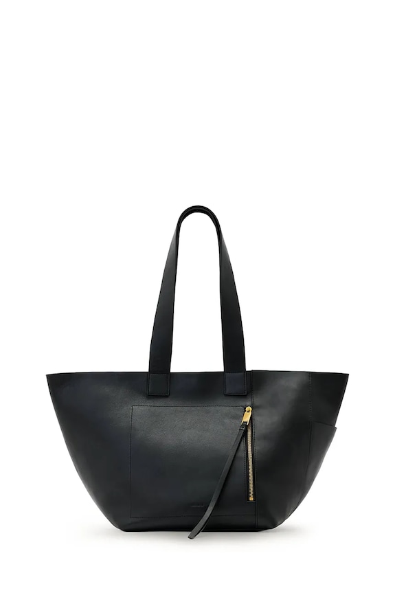 Δερμάτινη τσάντα AllSaints ALBA λείο δέρμα μαύρο W585XD