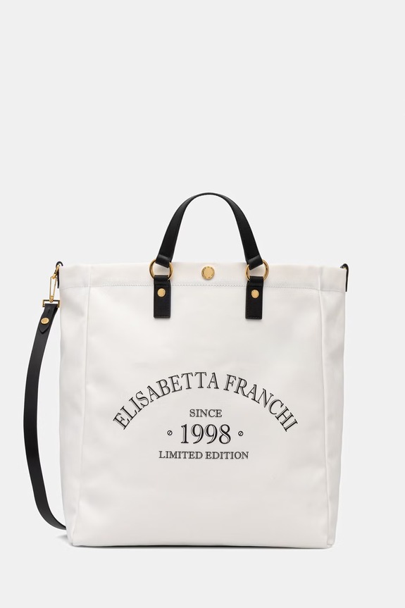 Elisabetta Franchi shopper torba za žene pamučna bež BS14A62E2
