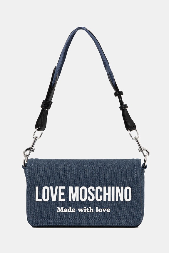Love Moschino geantă de blugi nu incape in A4 bleumarin JC4057PP1OLG170A