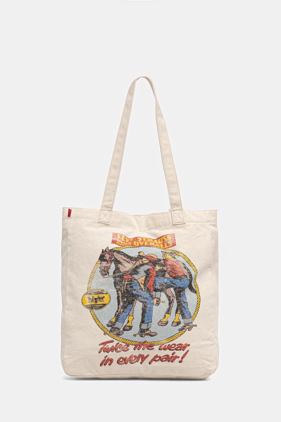 Βαμβακερή τσάντα Levi's EVERYDAY GRAPHIC υφασμάτινο μπεζ 005FA.0005