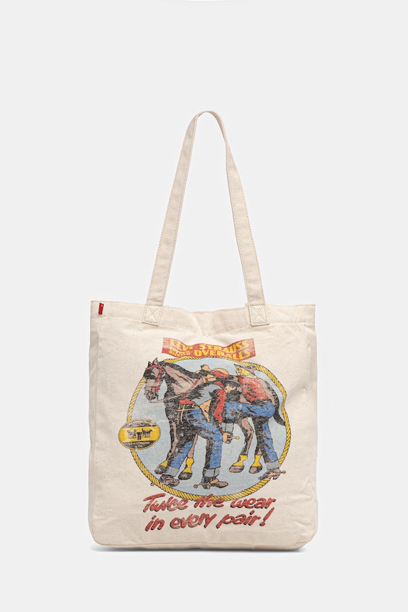 Памучна чанта Levi's EVERYDAY GRAPHIC надпис бежов 005FA.0005