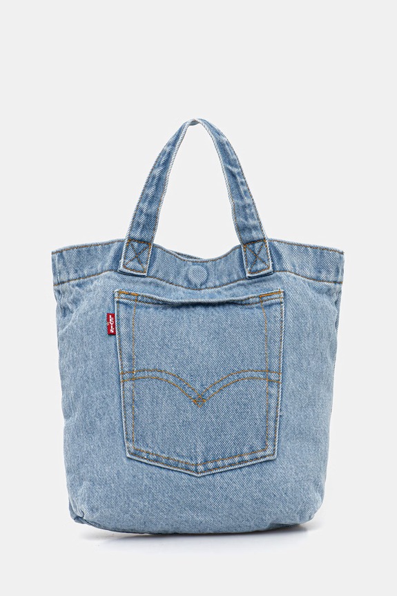 Βαμβακερή τσάντα Levi's MINI BACK POCKET TOTE υφασμάτινο μπλε 005FW