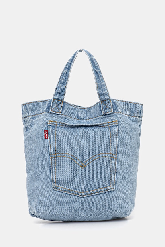Βαμβακερή τσάντα Levi's MINI BACK POCKET TOTE υφασμάτινο μπλε 005FW