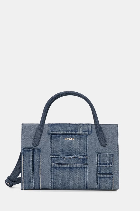 Guess geantă shopper pentru femei, din denim JODI bleumarin HWDM97.69220