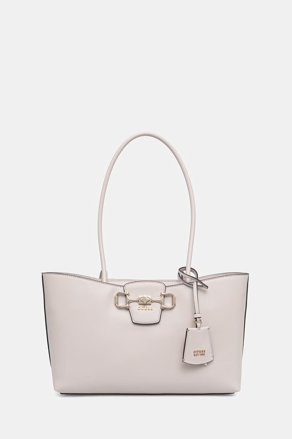 Guess τσάντα tote γυναικεία από απομίμηση δέρματος JANIE μπεζ HWVG99.10230