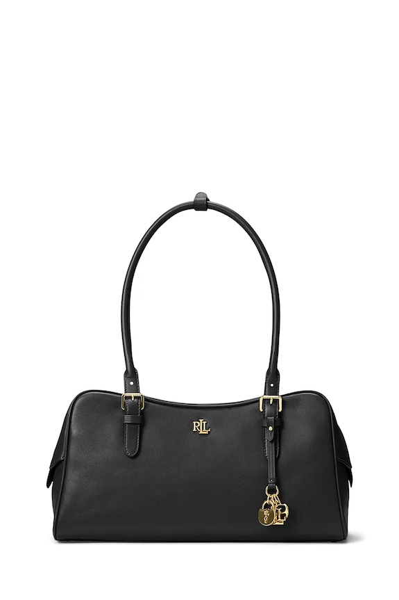 Lauren Ralph Lauren geantă de piele uni negru 431P06068