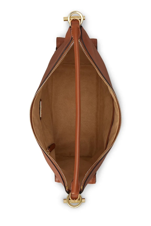 Kožená kabelka Lauren Ralph Lauren hnedá 431P10123