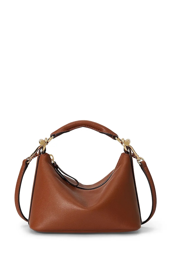 Kožená kabelka Lauren Ralph Lauren usňová koža hnedá 431P10531
