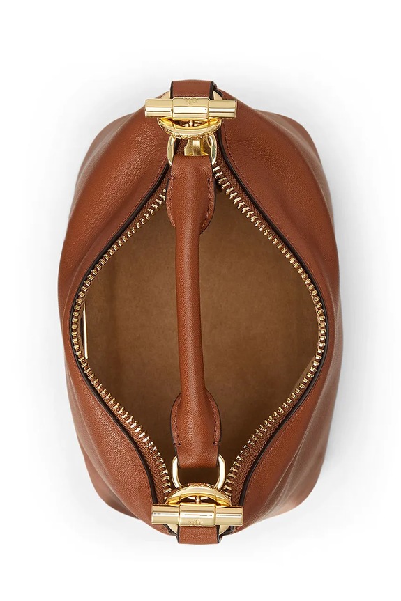 Kožená kabelka Lauren Ralph Lauren hnedá 431P10531