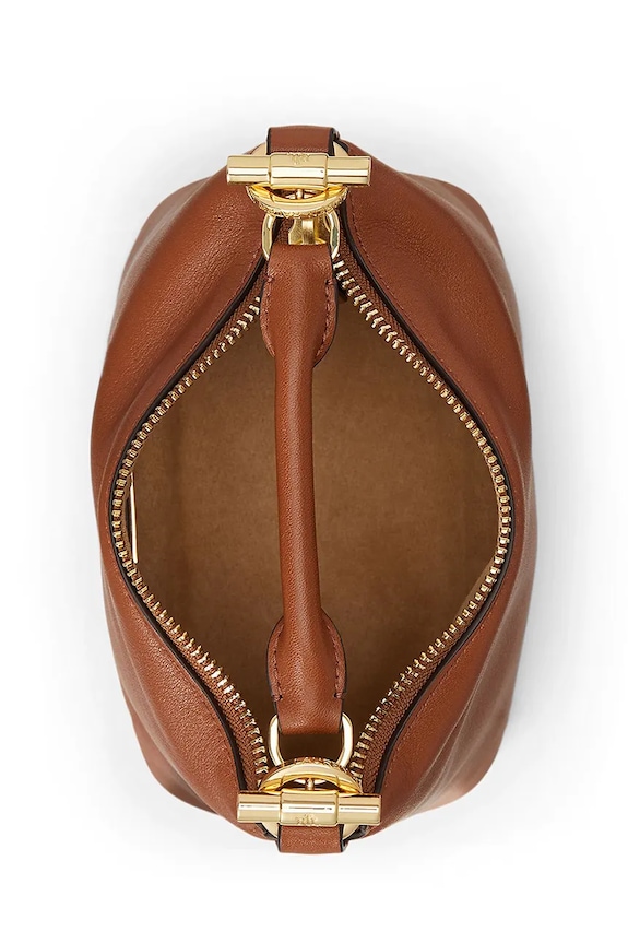 Kožená kabelka Lauren Ralph Lauren hnedá 431P10531