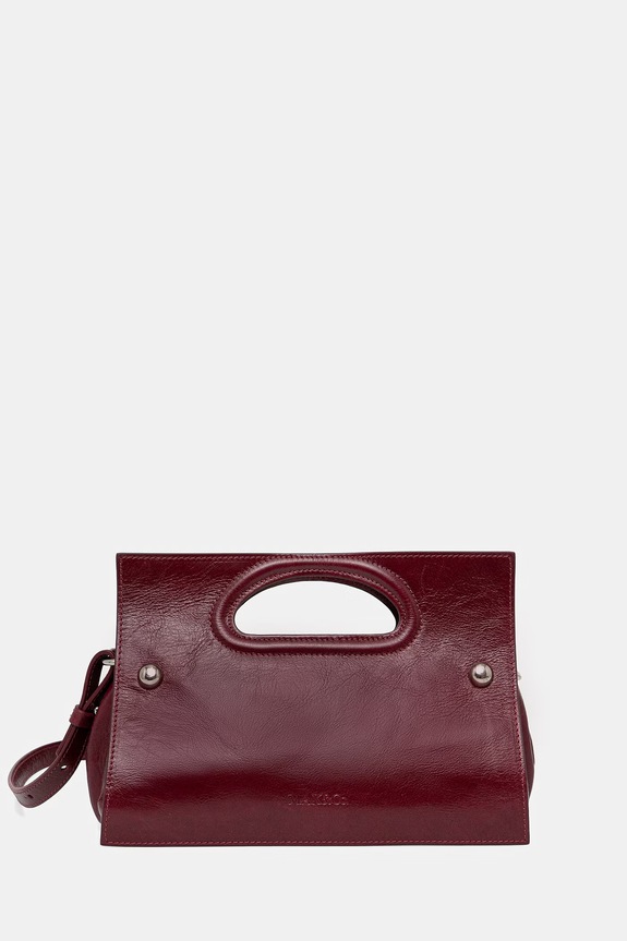 MAX&Co. poșetă de piele MCABOOKBAG uni burgundia 2616511036200