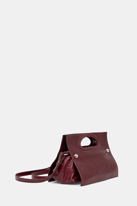 MAX&Co. poșetă de piele MCABOOKBAG 2616511036200 burgundia SS26