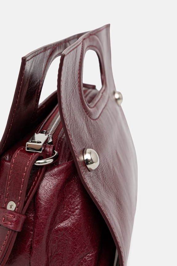 MAX&Co. poșetă de piele MCABOOKBAG burgundia 2616511036200
