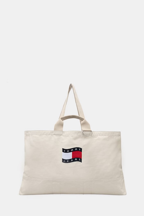 Tommy Jeans tote bag pentru femei bej AW0AW18466