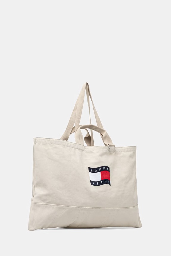 Tommy Jeans tote bag pentru femei AW0AW18466 bej SS26