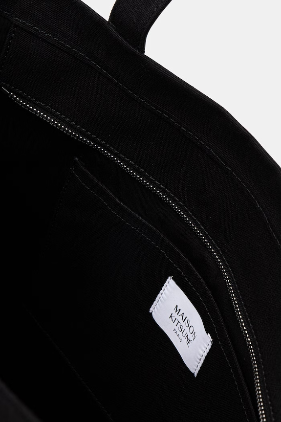 Maison Kitsuné geantă tote pentru femei din bumbac QU05106WB0026 negru