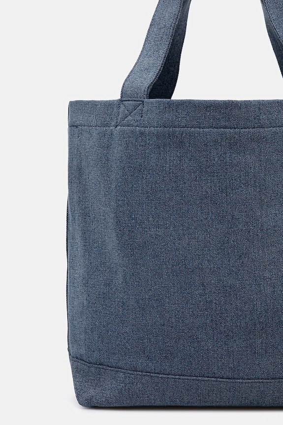 Accesorii Maison Kitsuné Poetic Script shopper pentru femei din denim QU05119WW9042 albastru