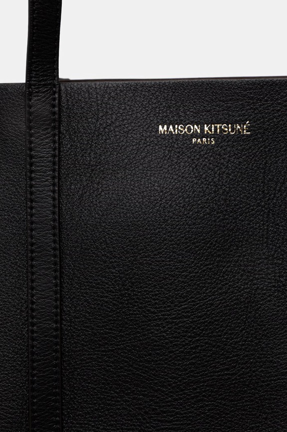 Maison Kitsuné чанта tote дамска от кожа черен QU05101LC0045