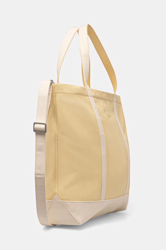 Maison Kitsuné Handwriting borsa tote da donna in cotone QU05105WB0050 giallo SS26