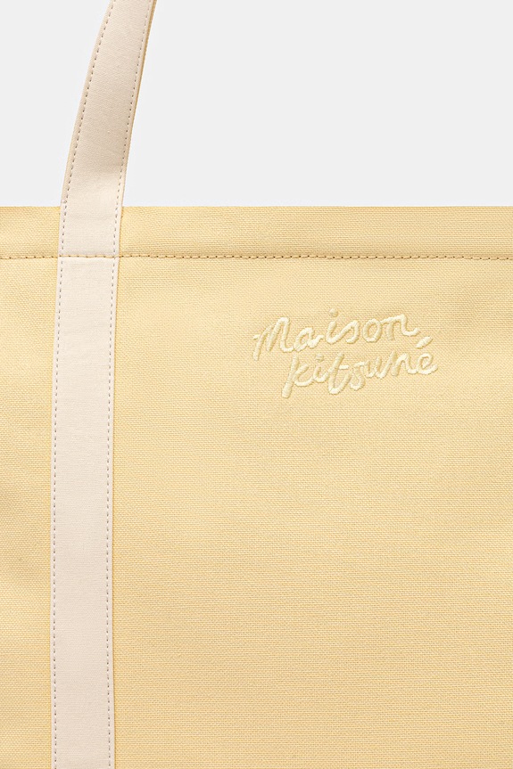 Maison Kitsuné Handwriting borsa tote da donna in cotone giallo QU05105WB0050
