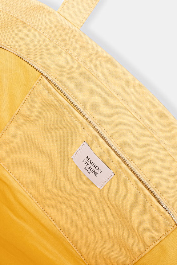 Maison Kitsuné Handwriting borsa tote da donna in cotone QU05105WB0050 giallo